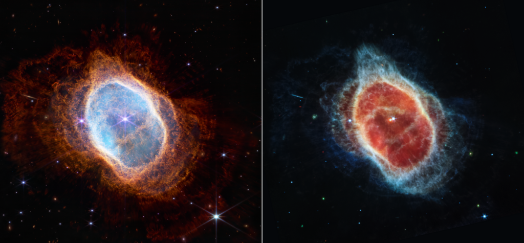 Southern Ring Nebula (NIRCam and MIRI Images Side by Side).png